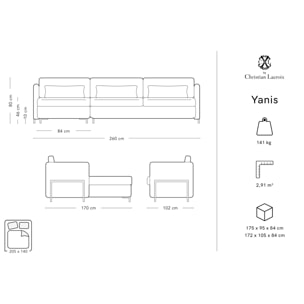 Canapé d'angle gauche convertible "Yanis" 4 places en velours gris