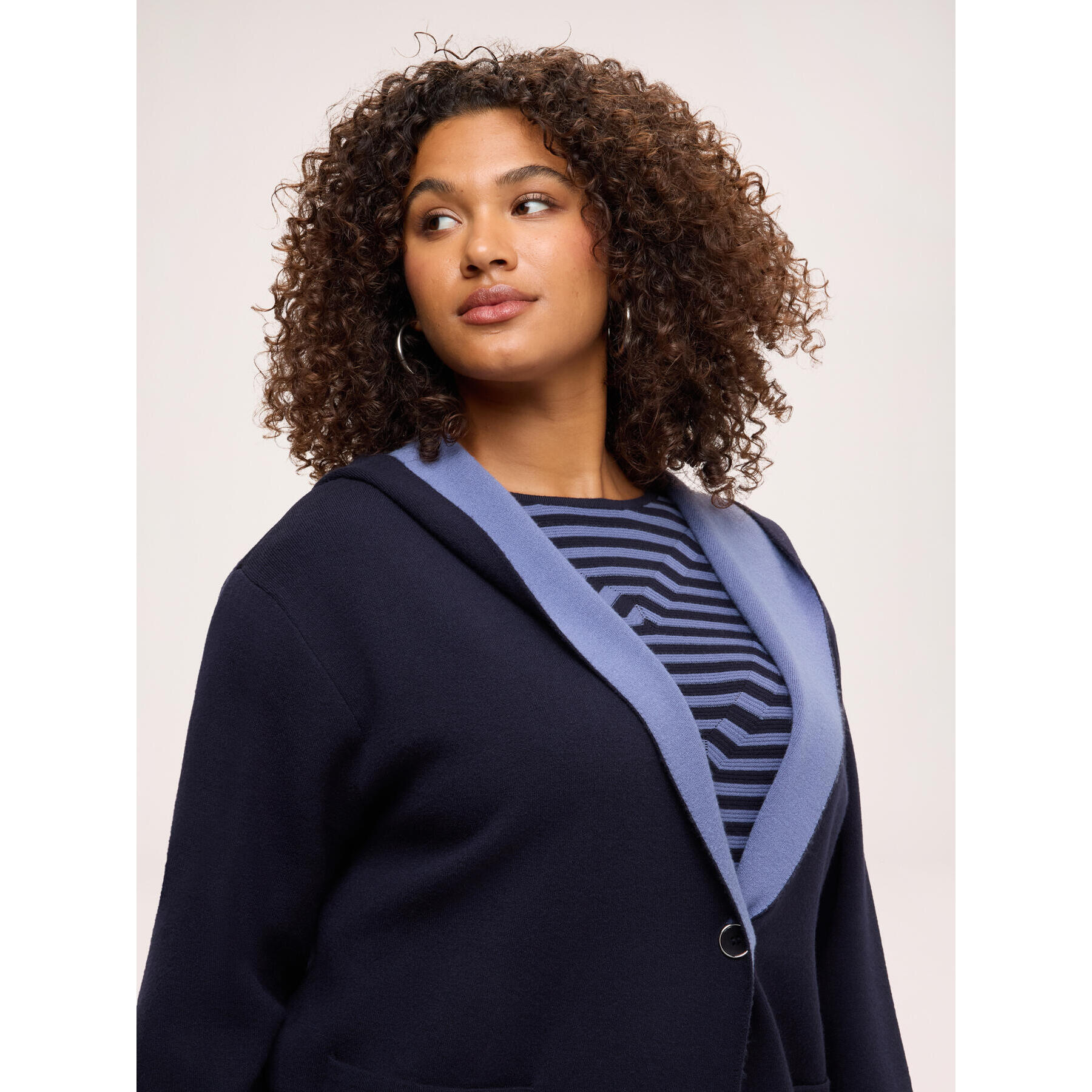 Fiorella Rubino - Abrigo de punto bicolor - Azul