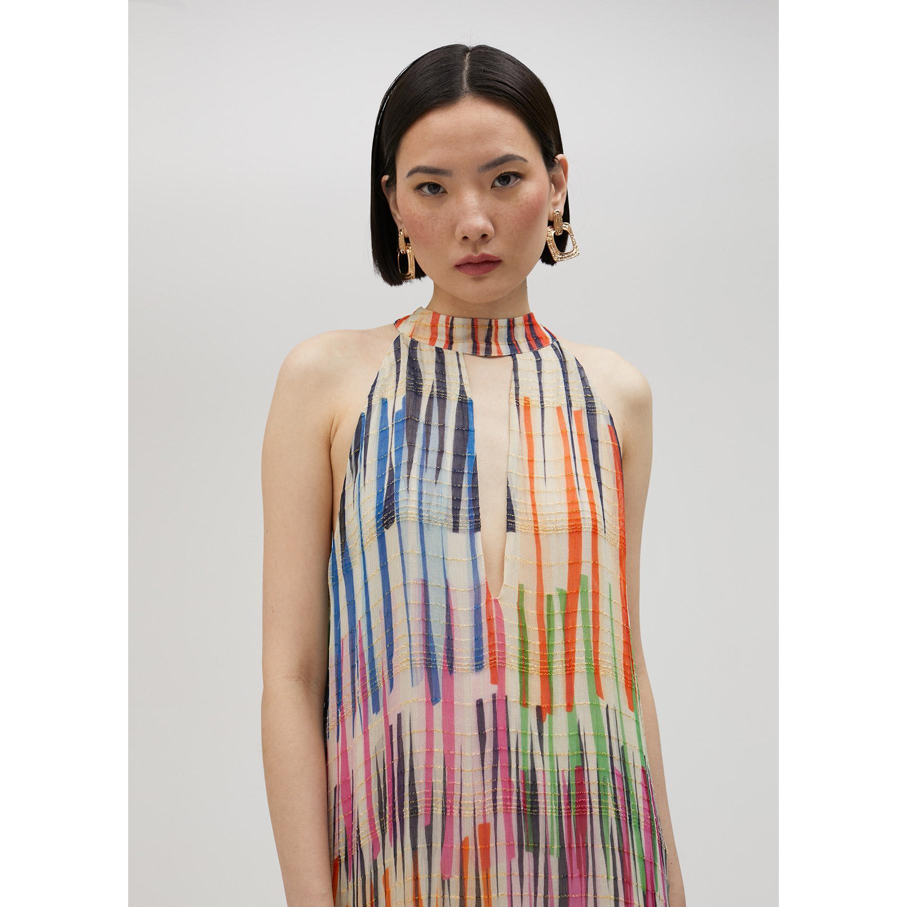 Vestito lungo stampa multirighe