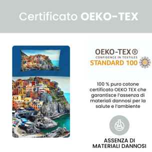 Completo lenzuola una piazza e mezza in cotone con stampa alta qualità, set letto con lenzuolo sopra, sotto con angoli e federa, morbido e traspirante per pelli sensibili, colori brillanti e durevoli, certificato OEKO-TEX, comfort quotidiano