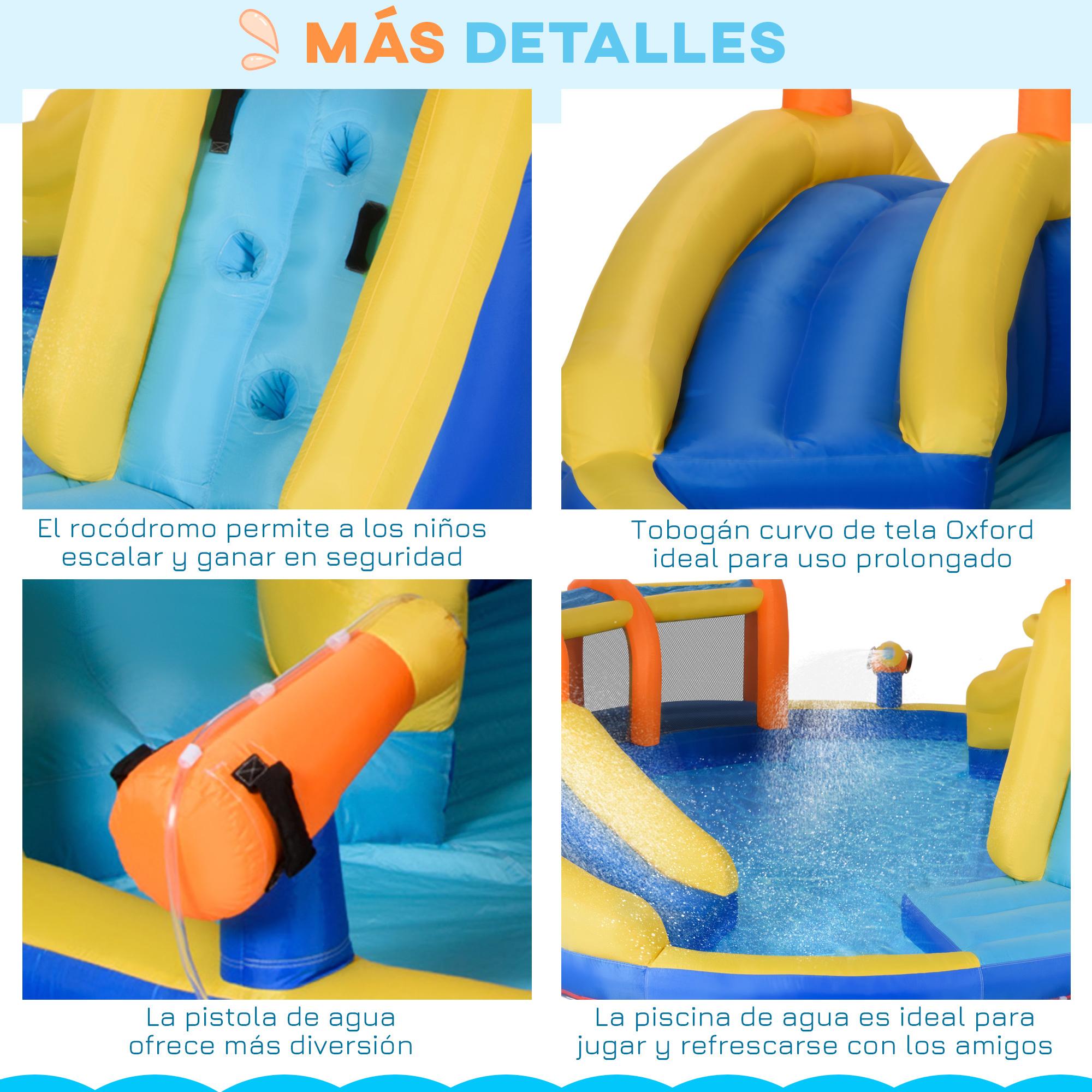 Castillo Hinchable Grande con Tobogán Castillo de Rebote para Niños de 3-8 Años con Cesta de Baloncesto Piscina Inflador de 750W y Bolsa de Transporte 435x435x200 cm Multicolor