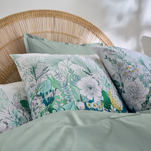 Taie d’oreiller percale de coton feuillage exotique - Vert