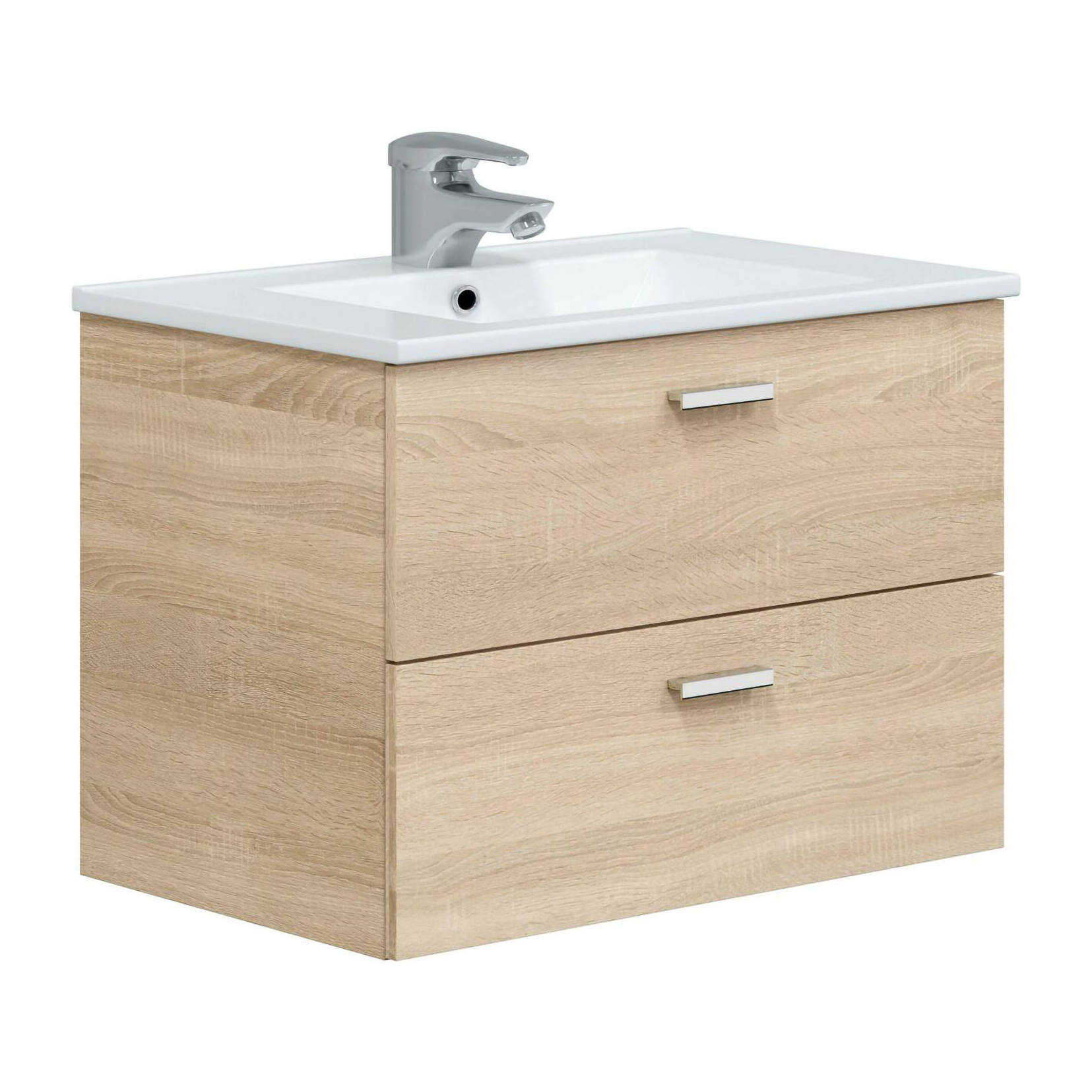 Mobile sottolavabo Tico, Mobiletto da bagno, Contenitore porta lavabo, Armadio per lavandino, 70x45 h50 cm, Rovere