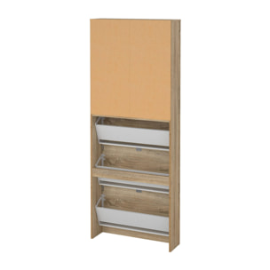 Scarpiera Angiolo, Mobile portascarpe, Armadio da ingresso multiuso, Mobiletto per calzature, 71x20 h182 cm, Quercia