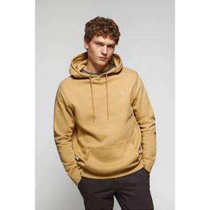 Sudadera con capucha y bolsillos color camel con logo Rigby Go