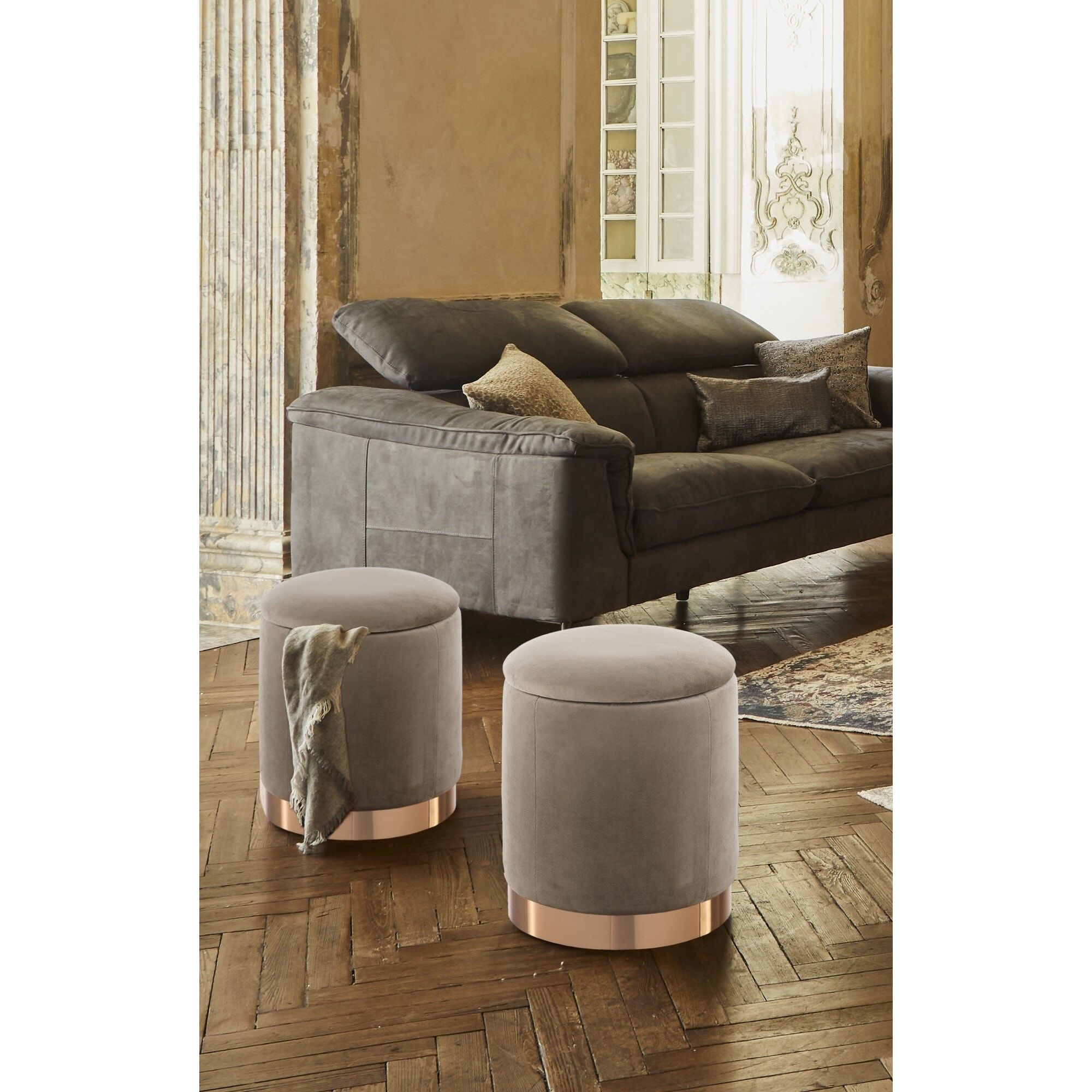 Tomasucci Pouf imbottito contenitore DIDO TAUPE