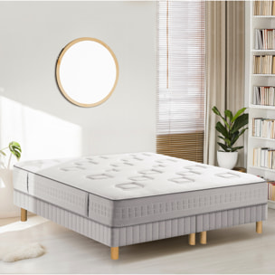 Ensemble CHALLENGE matelas H24 ressort ensachés, très ferme, 2 sommiers