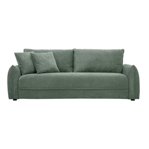 Canapé 3 places en tissu chenille vert kaki PIO