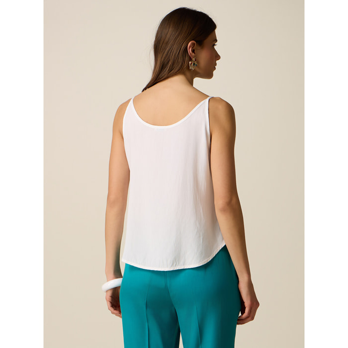 Oltre - Top in viscosa con scollo a V - Bianco