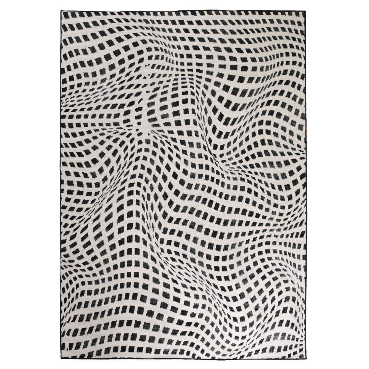 Tapis d'extérieur reversible Kago noir et blanc