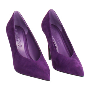 Décolleté viola in microfibra con tacco 10 cm