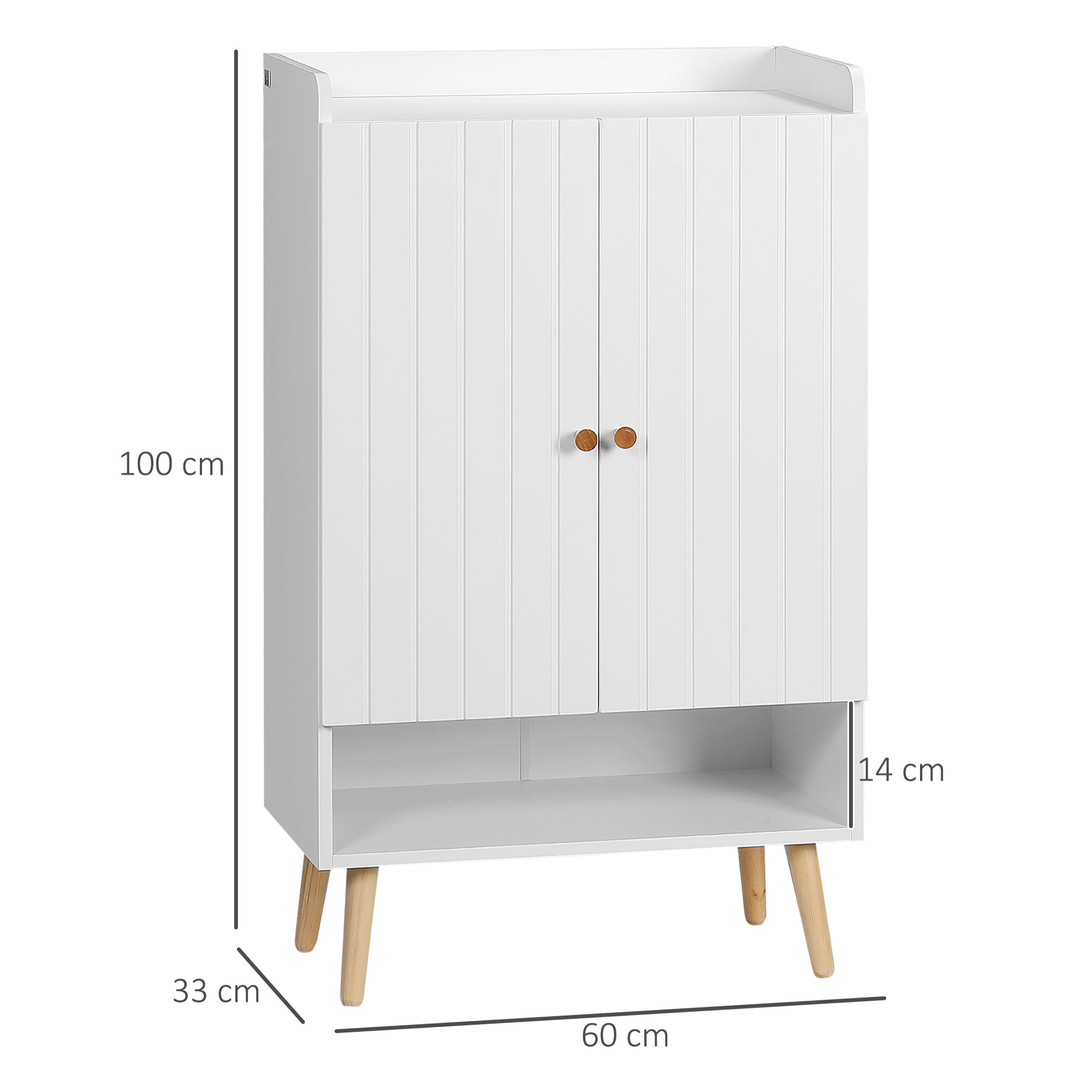 HOMCOM Mueble Zapatero con 2 Puertas Armario de Zapatos con Estante Abierto y Estantes Ajustables para 15 Pares de Zapatos para Pasillo Entrada 60x33x100 cm Blanco