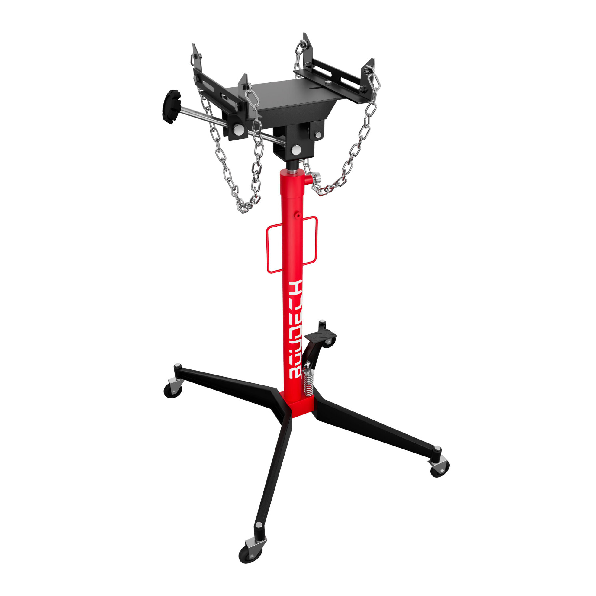 Hack - Sollevatore idraulico da Fossa max 500Kg H210 cm per Trasmissione Motore Auto con Ruote in Acciaio Rosso