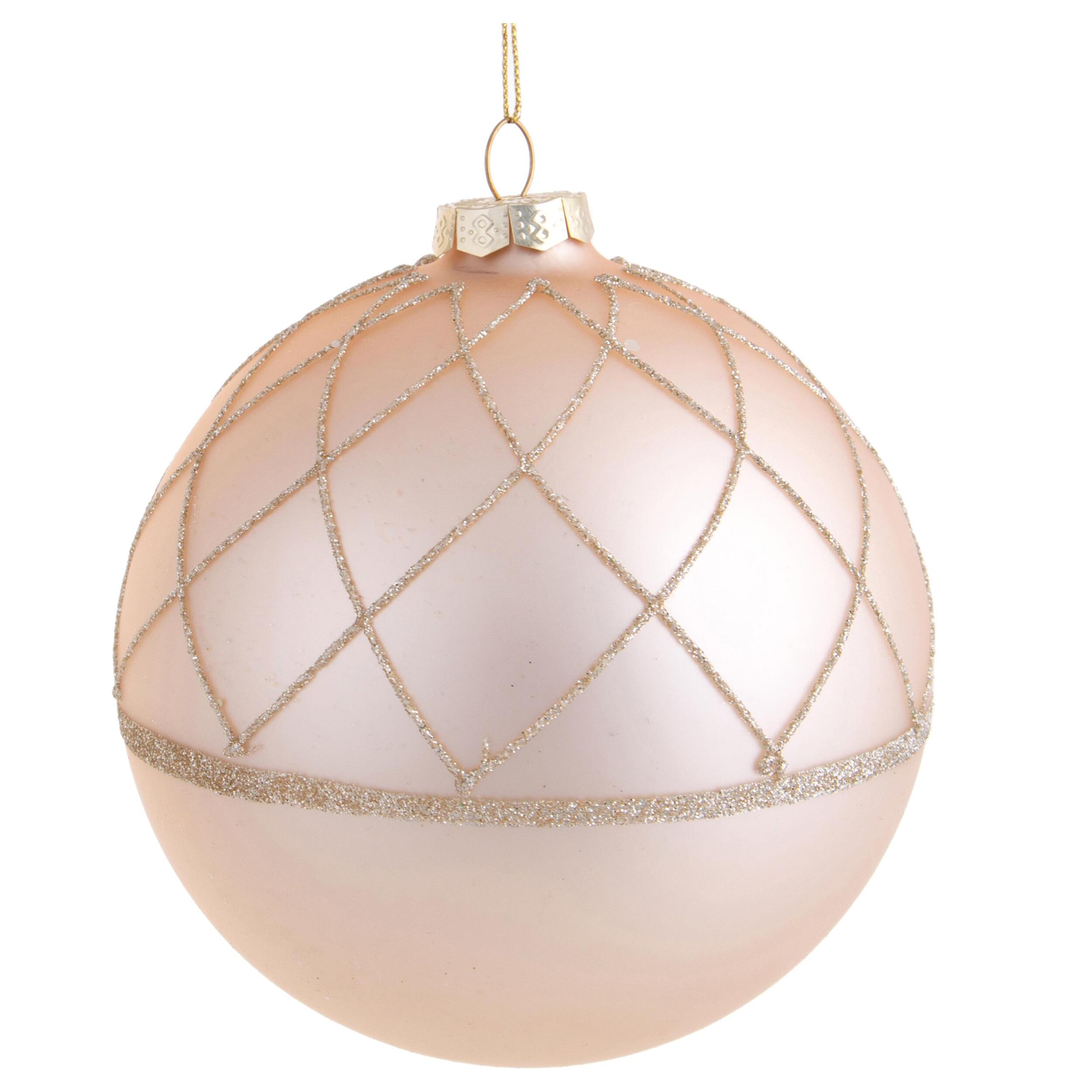 Sfera con Rombi - Pezzi 2 - Colore Champagne - 12x12Hx12cm - Bianchi Dino