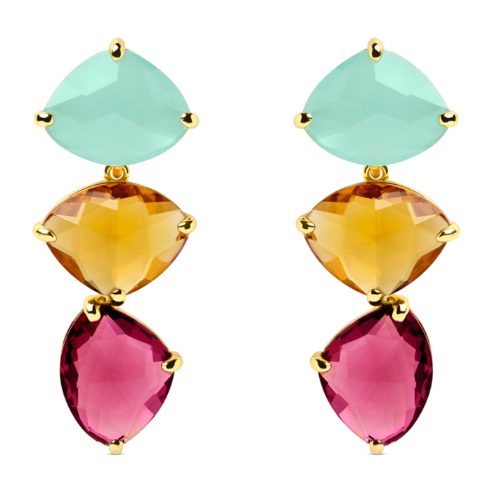 Pendientes Drop Narciso Plata Baño Oro