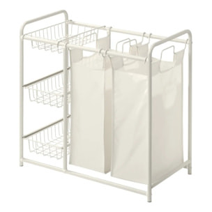 Panier à linge 2 compartiments de 45L Linea blanc