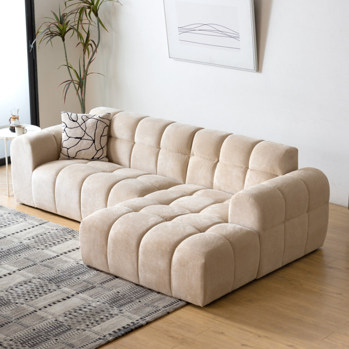 ALINE Canapé d'angle 3 places nuage en velours beige