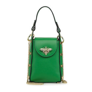 Borse Donna colore Verde-in pelle Made in Italy 14x20x7cm