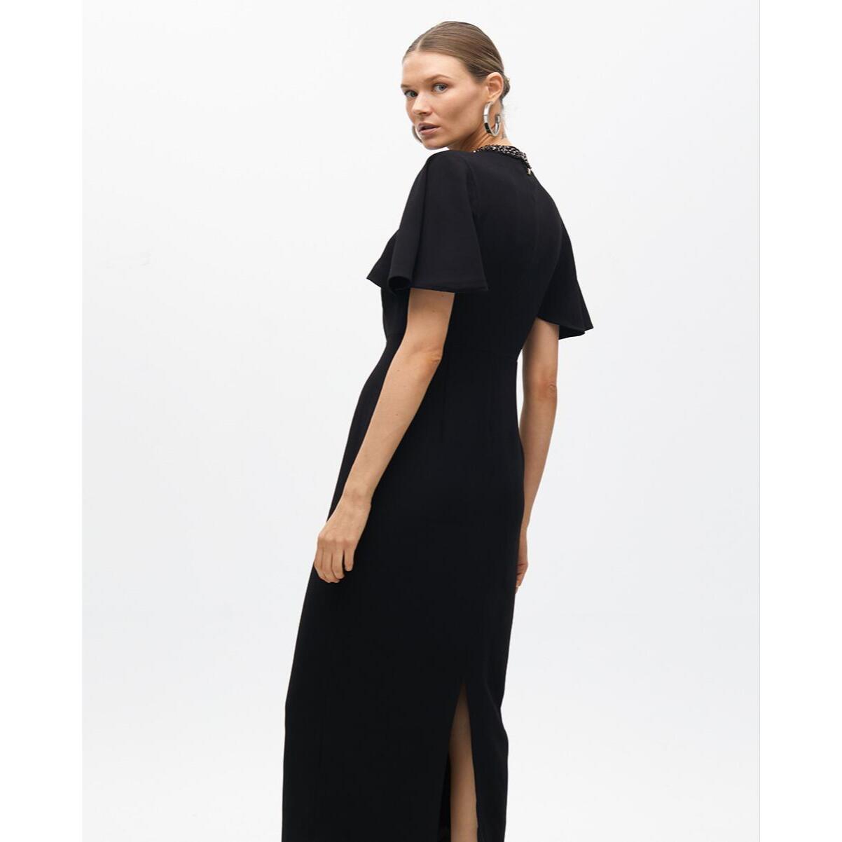 Abito Manica Mantello Collo Gioiello