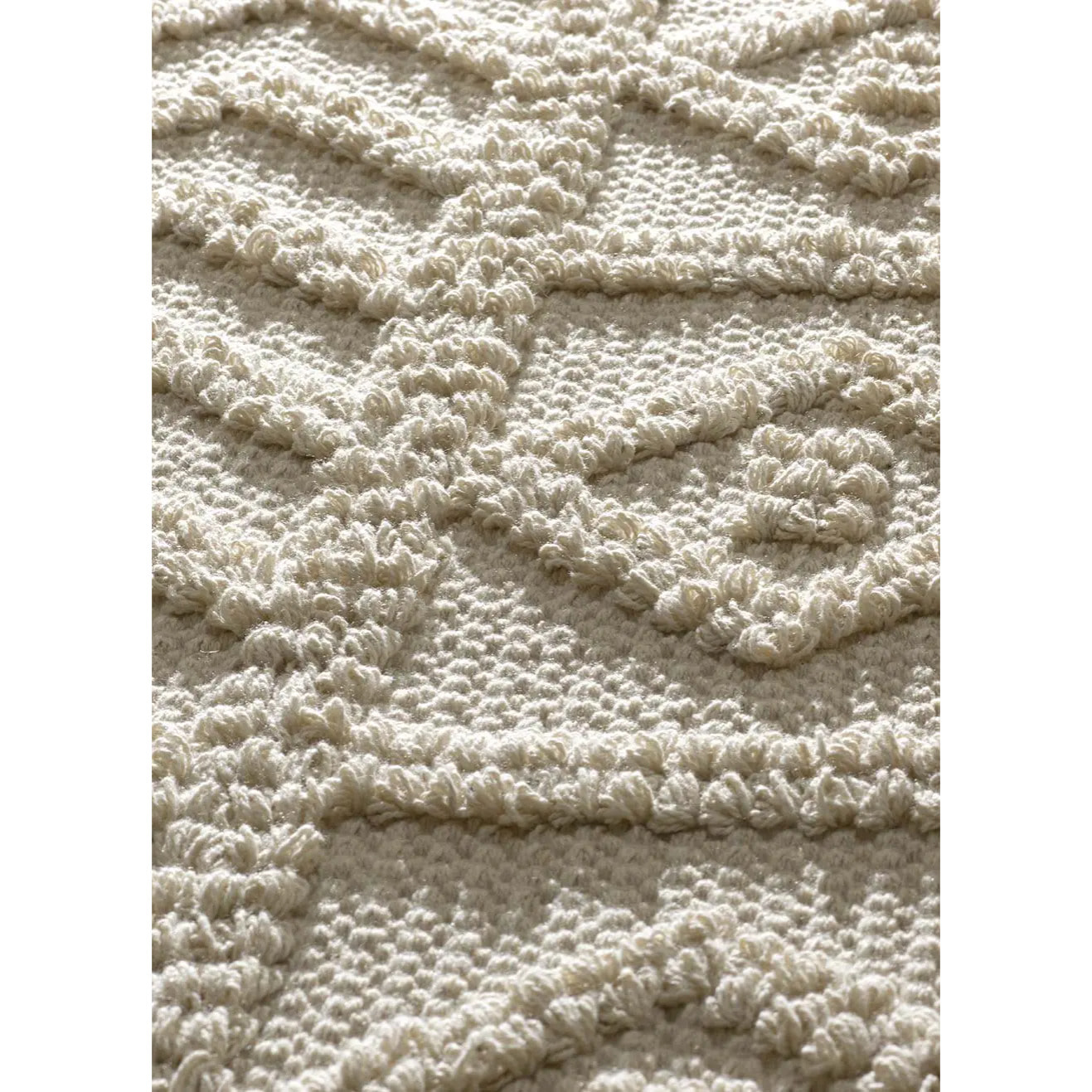 PAMUK Alfombra étnica algodón reciclado con relieve en crema, varias medidas disponibles