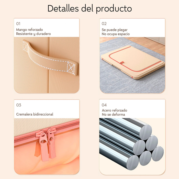 Set super de 3 cajas de almacenamiento de ropa, 24 + 66 + 100 l, plegable, en material textil