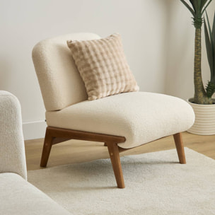 Coussin Zephy carré 40x40cm effet fausse fourrure beige