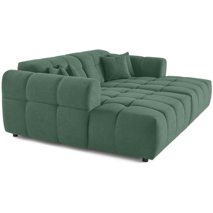 Ray - canapé droit 4 places avec double méridienne - assise profonde - en tissu texturé - Vert sauge