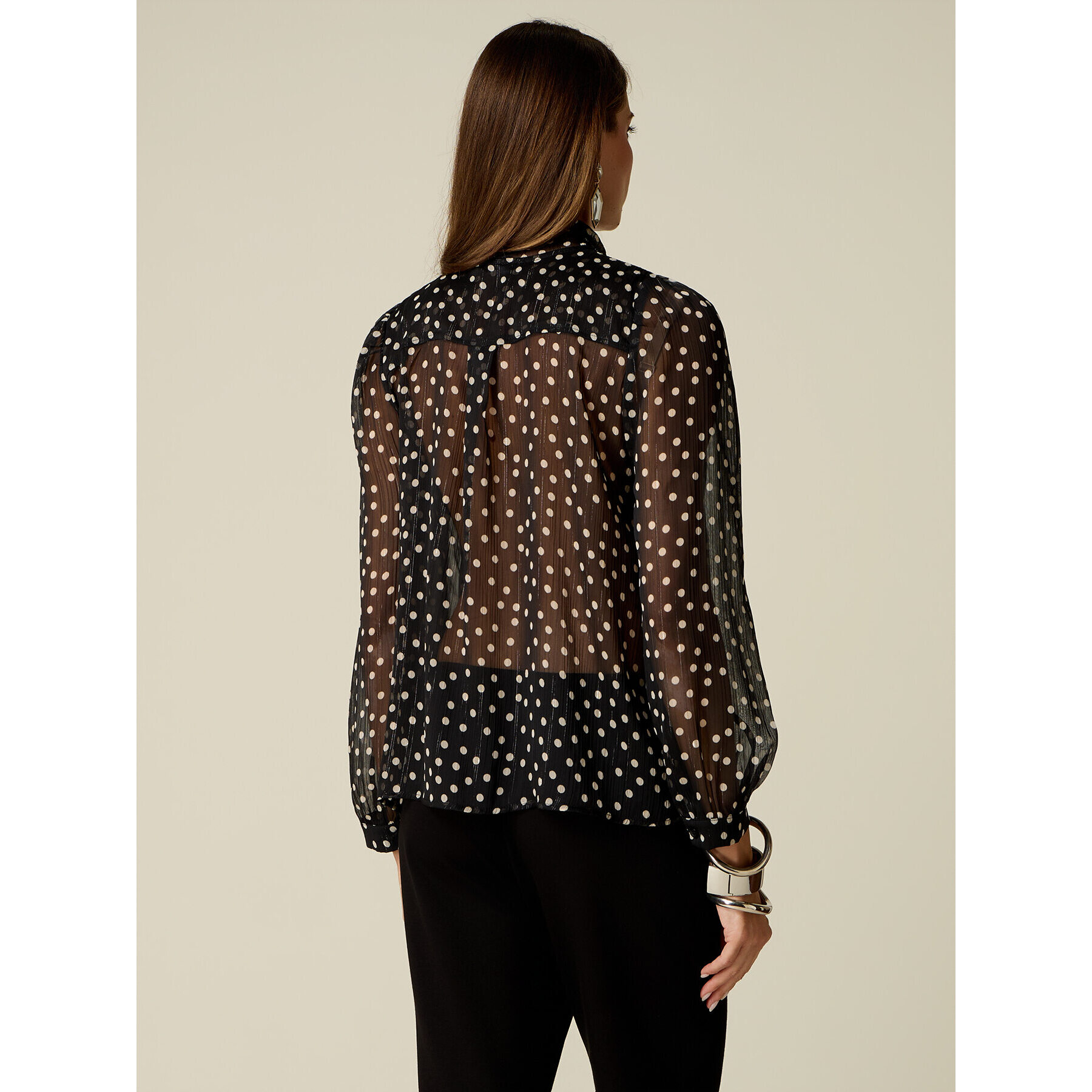 Oltre - Camicia in georgette a pois - Nero