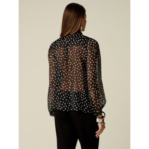 Oltre - Camicia in georgette a pois - Nero