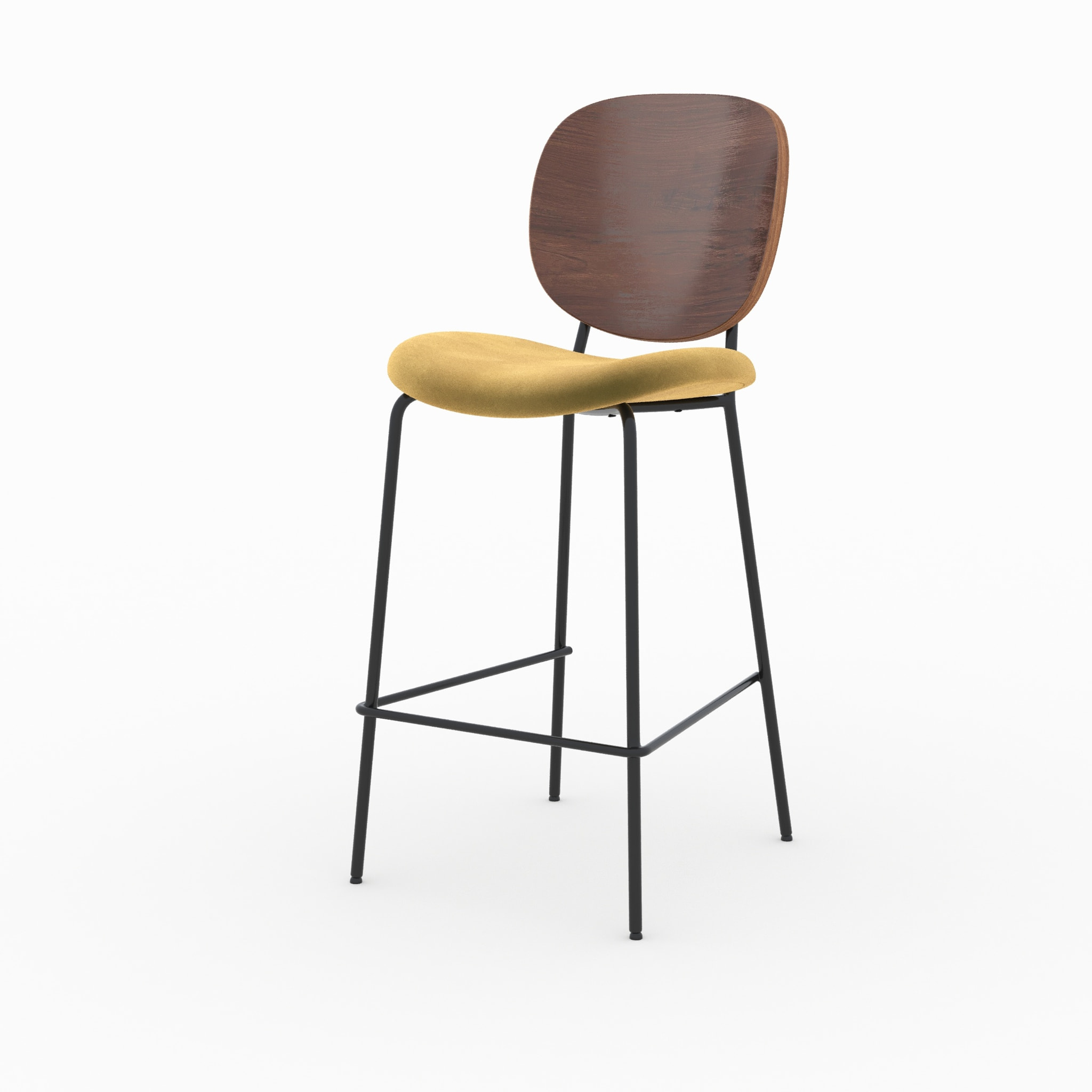 Lot de 2 chaises pour îlot central 65,5 cm en velours jaune - Simone