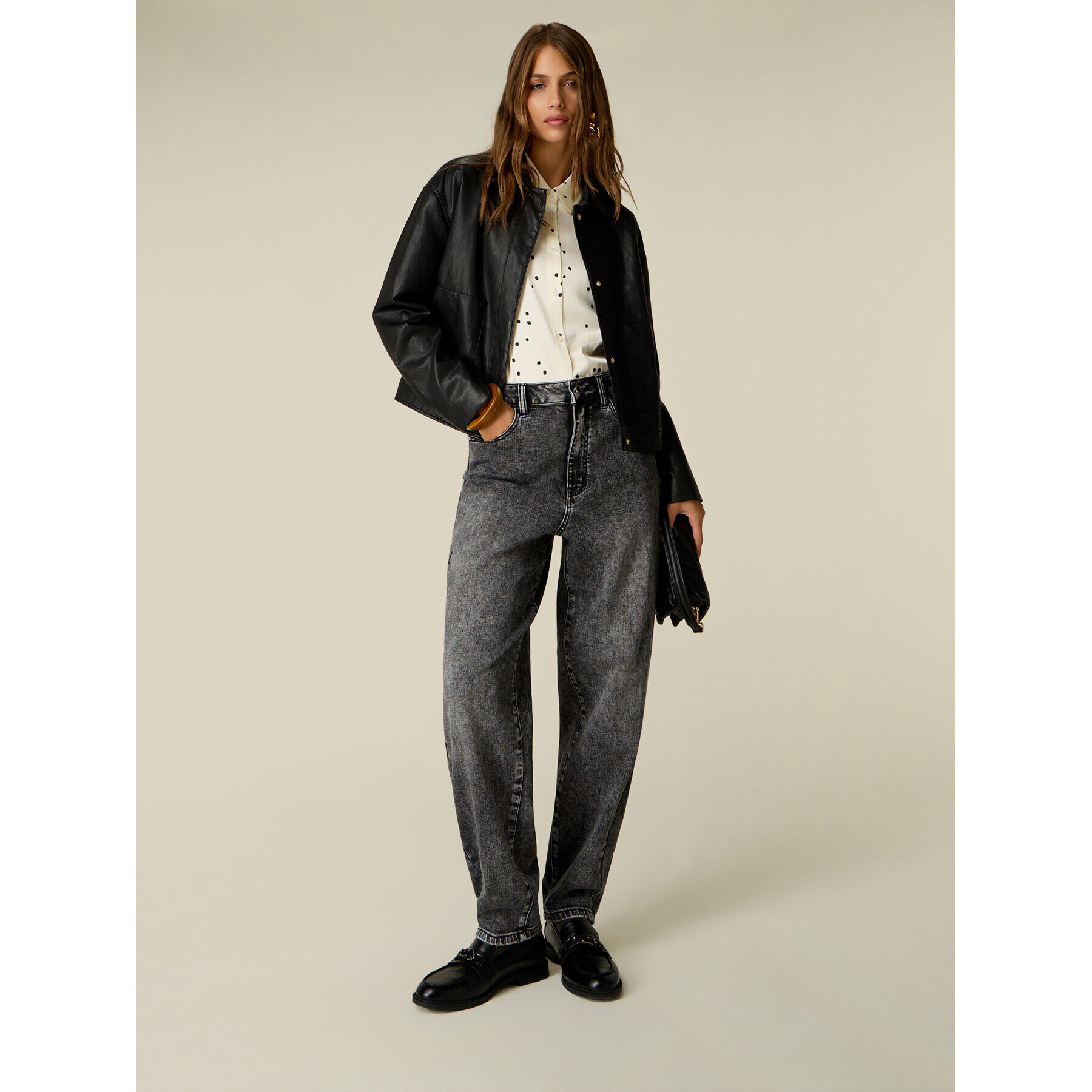 Oltre - Jeans boyfit stone washed - Grigio