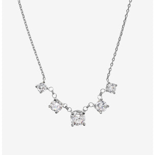 Collana Girocollo in Argento 925 placcato Rodio con Ciondoli in Cubic Zirconia