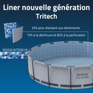 Bestway Piscine hors sol tubulaire ronde Bestway Steel Pro Max 427 x 107 cm gris clair
