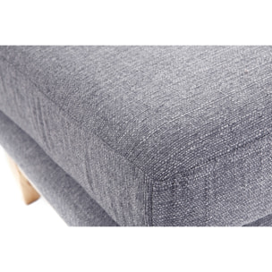 Pouf repose-pieds déhoussable scandinave en tissu gris clair et bois clair OSLO