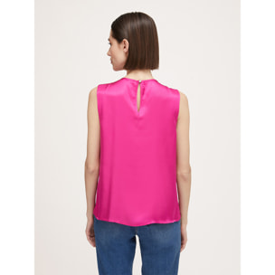 Motivi - Top de raso con bordado de piedras crystal - Fuchsia