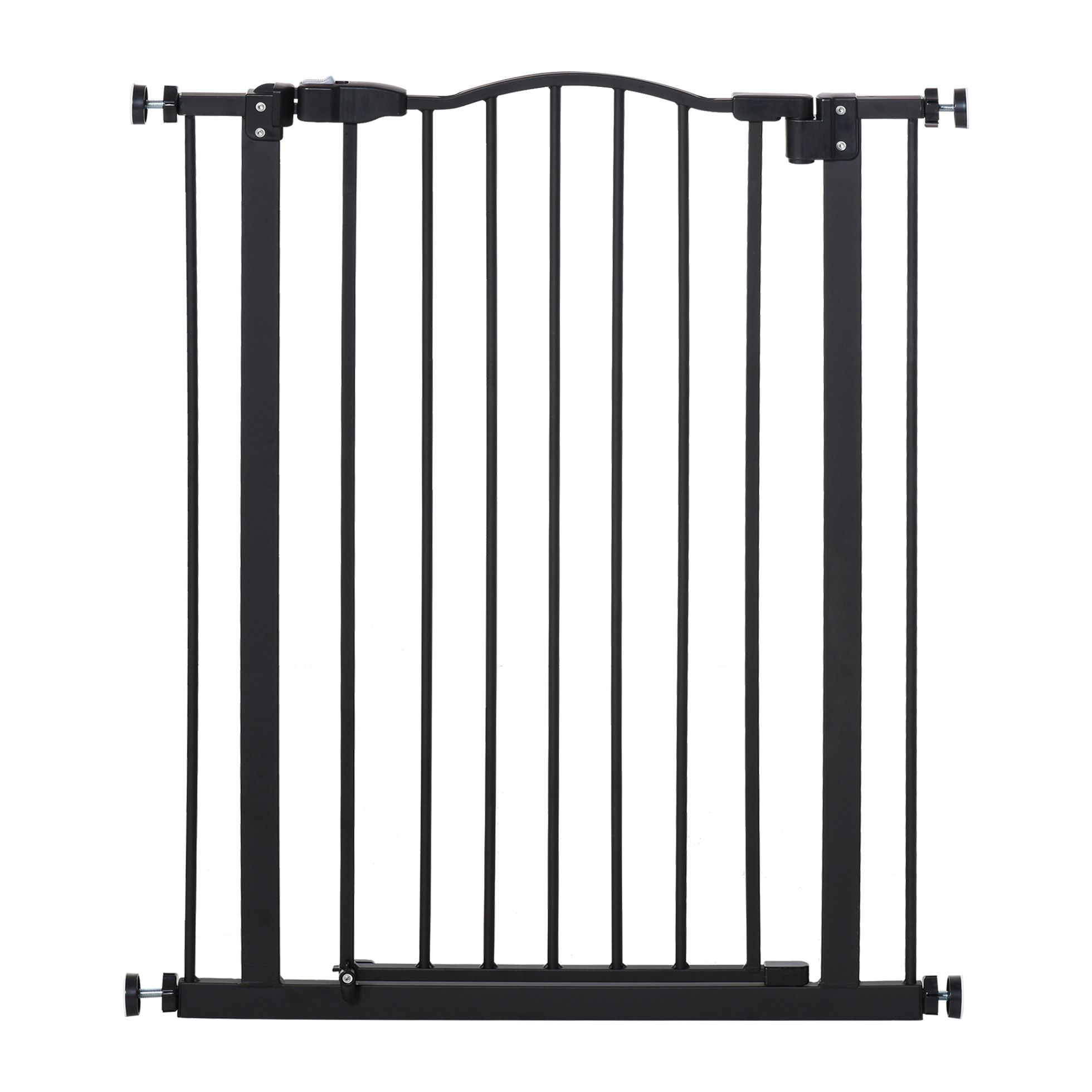 Barrera de Seguridad para Perros Extensible 74-80 cm para Puertas y Escaleras Puerta de Seguridad para Mascotas con Extensiones Montaje a Presión y Doble Bloqueo Negro