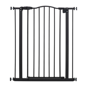 Barrera de Seguridad para Perros Extensible 74-80 cm para Puertas y Escaleras Puerta de Seguridad para Mascotas con Extensiones Montaje a Presión y Doble Bloqueo Negro
