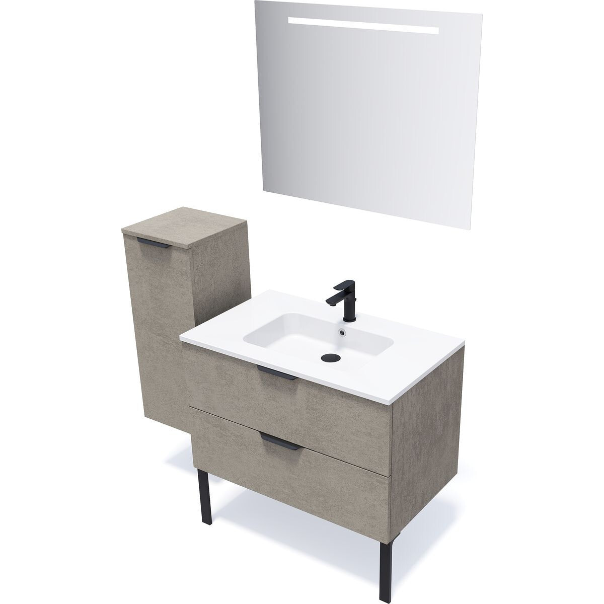 Meuble salle de bain vasque intégrée 2 tiroirs - SOHO