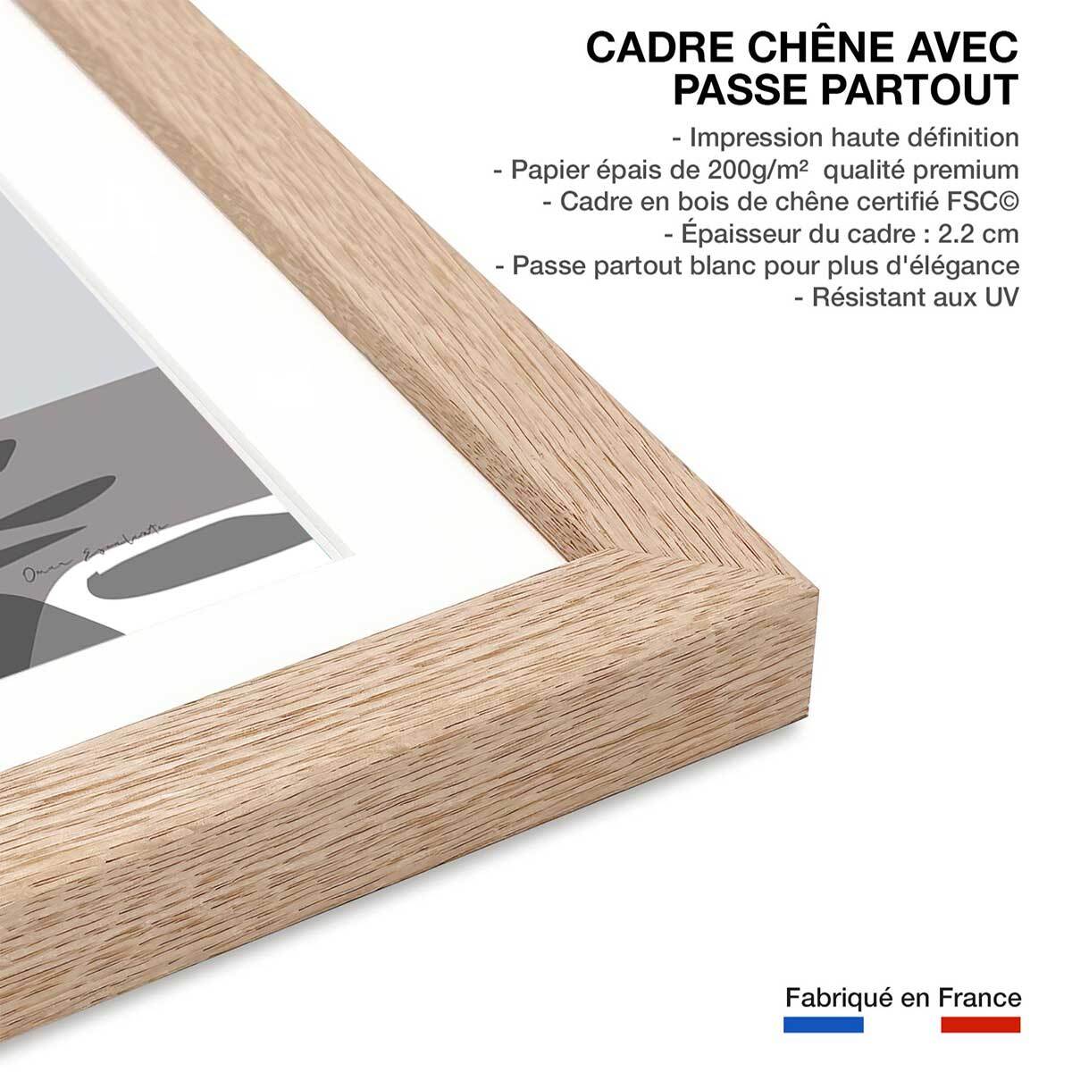 Affiche voyage Le bleu de Santorin Affiche sous cadre bois