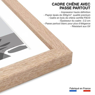 Affiche voyage Le bleu de Santorin Affiche sous cadre bois