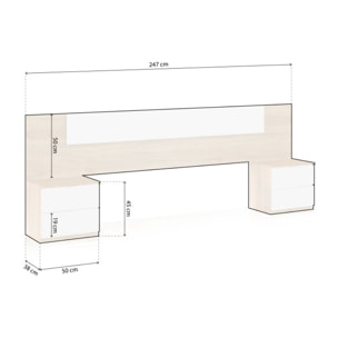 Cabecero con mesitas Akari Blanco Artik (Blanco Mate) - Roble Canadian
