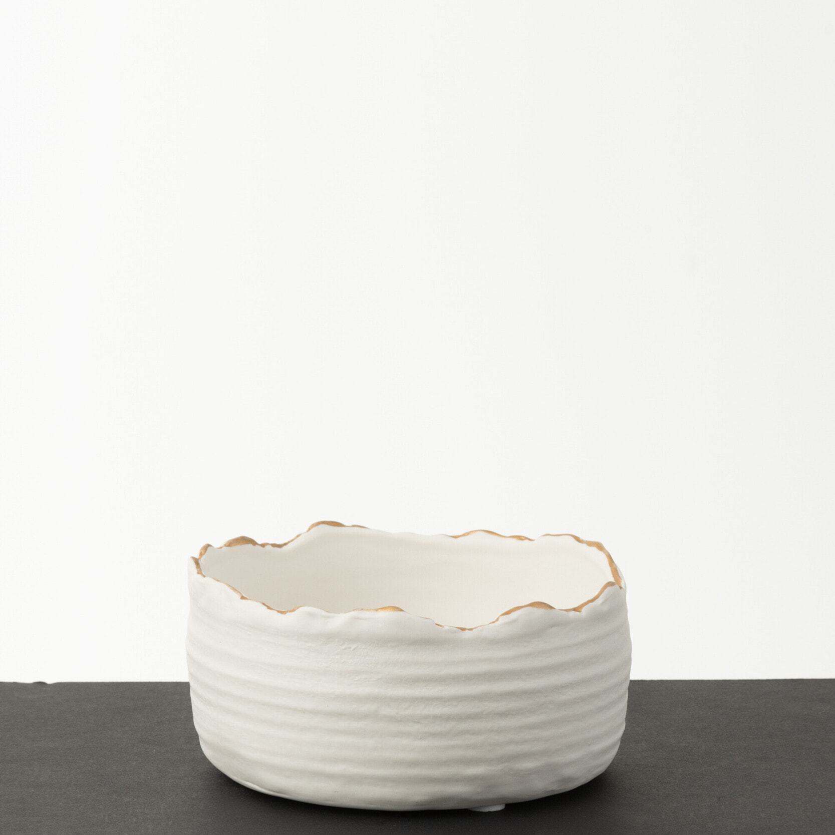 J-Line cachepot Bas - porcelaine - blanc/or - small