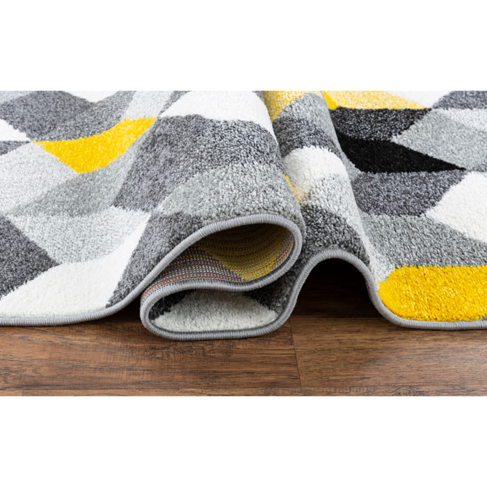 Gala - Tapis de salon moderne à motif graphique jaune