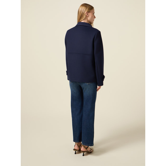 Oltre - Abrigo cruzado de paño - Azul