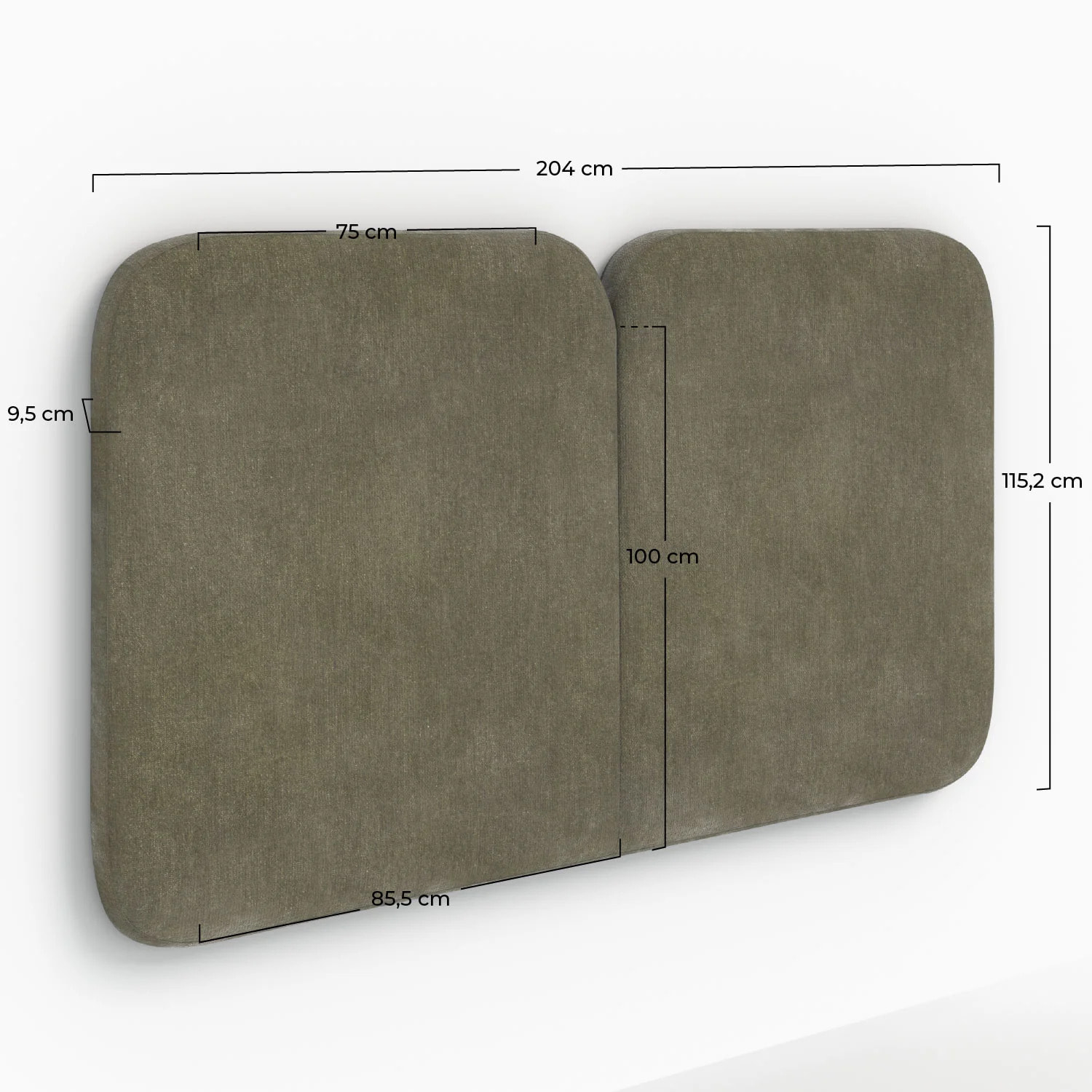 Tête de lit en tissu vert olive 160 cm - Etna