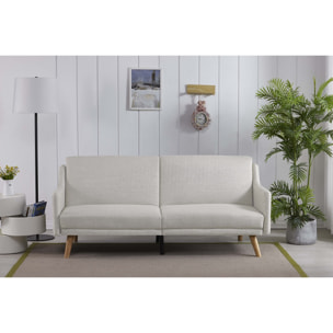 Canapé scandinave convertible 3 places en tissu gris clair ROUEN