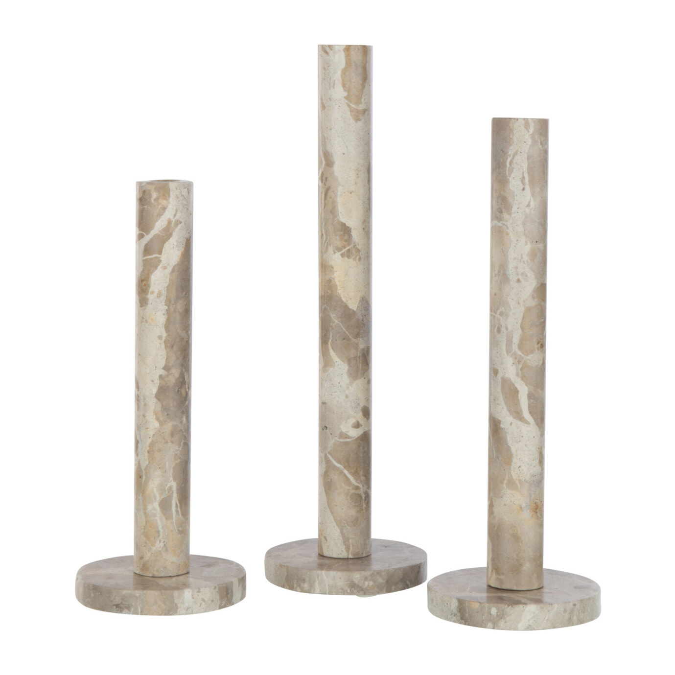J-Line bougeoir Marbre - pierre - beige - set de 3