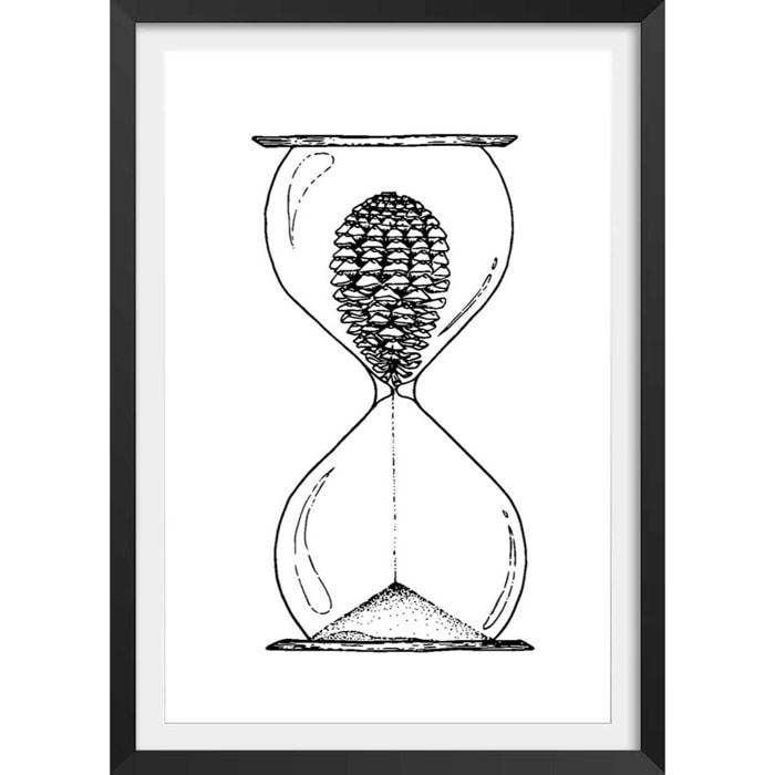 Poster sablier landais Affiche + cadre en bois - Noir