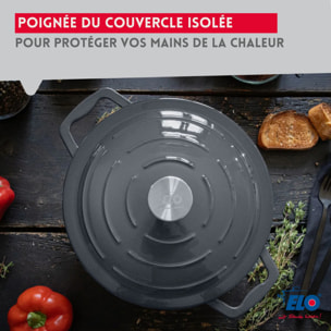 Cocotte en fonte émaillée basse gris classique 28 cm 2,8 L Elo