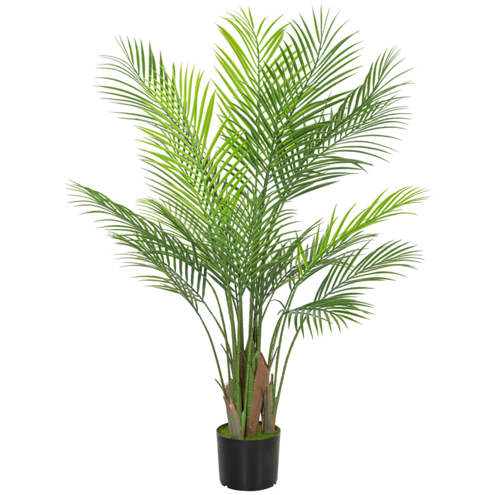 Palmier artificiel - plante artificielle H.120cm - 4 pieds 22 feuilles grand réalisme - pot inclus